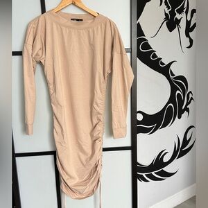 Cream short elegant dress casual long sleeve